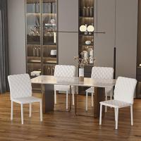 Juego de 4 Sillas de Comedor Tapizadas en Polipiel y Patas de Metal Sillas Modernas para Cocina Dormitorio Carga 120 kg 41x50x91 cm Blanco - details 1