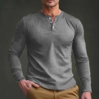 Día del padre Ropa transfronteriza de primavera y otoño Camiseta para hombres europeos y americanos Camisa básica Henry de manga larga para hombres - details 39
