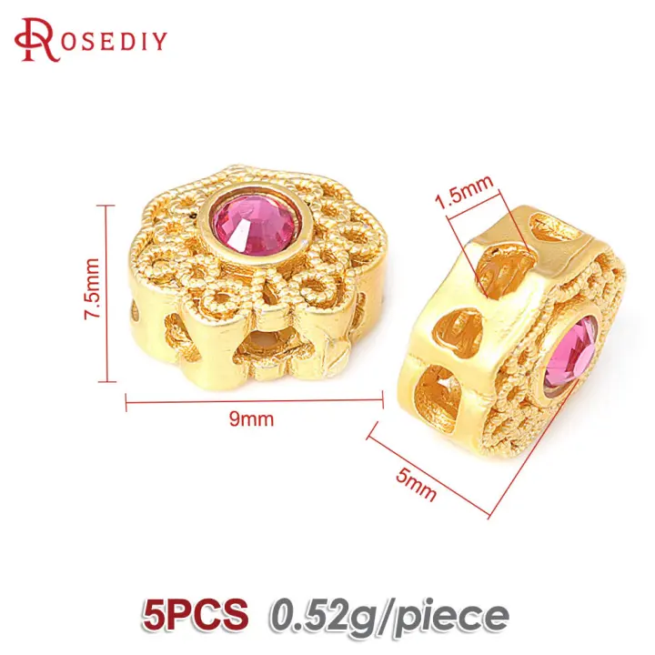 Pulseras de Abalorios Nepalaesas Estilo Vintage de Metal Dorado Mate 5PCS Accesorios de Joyería DIY - 1