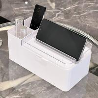 Caja de toallas de papel multifuncional a prueba de polvo, caja de almacenamiento de escritorio de plástico de diseño Simple, dispensador de servilletas impermeable para sala de estar - details 5