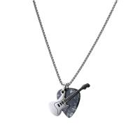 Collar con colgante de púa de guitarra de hip-hop, gargantilla de cadena de guitarra de acero de titanio Punk, cadena de suéter de guitarra eléctrica de moda Vintage para pareja - details 4