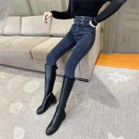 Jeans de Terciopelo de Tobillo Alto Pantalones de Denim Cálidos para Mujer en Otoño-Invierno - details 0