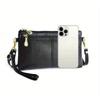 Bolso Bandolera de Lujo para Mujer con Bloqueo RFID - Correa de Hombro Ajustable, Cierre de Doble Cremallera, Bolso de Mano Azul Marino y Negro con Herrajes Dorados para Uso Diario y Formal, Bolso Bandolera - details 10