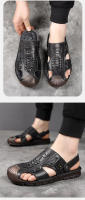 La primera capa de sandalias con cabeza de bolso de piel de vaca, nuevos zapatos de playa de verano de cuero genuino para hombres, suelas suaves, suelas de tendón de res y zapatillas geniales del padre para dos. - details 12