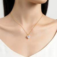 Colgante de Corazón de Moissanita 14k Oro Joyería de Boda de Lujo con Certificado Longitud de 45cm - details 1