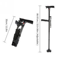 Bastón Plegable Telescópico Con LED Y Alarma Para Ancianos Bastón De Caminar Trusty Sticks Para Padres Y Madres Material De Aluminio Con Punta De Goma - details 2