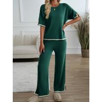 Ropa de mujer de moda 2025 primavera y verano temperamento casual de manga corta conjunto de pantalones de punto - details 39