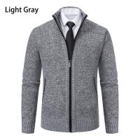 Autumn And Winter New Jersey Men's Casual Sports Coat Solid Color Stand Collar Wweater Grab Fleece Warm Zipper Cardigan - details 22