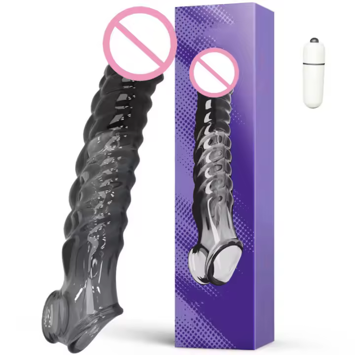 Fundas Vibrantes para Dildos Tamaño Grande con Vibrador Bullet Extensor de Juguetes para Adultos - 1