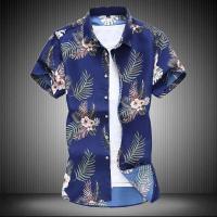 Camisa azul negra púrpura con solapa de un solo pecho de manga corta estampada blanca de verano para hombre, talla asiática M-5XL 6XL 7XL - details 19