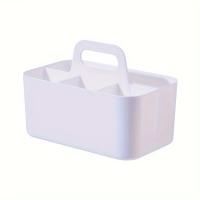 Cesta de almacenamiento de plástico de 5 compartimentos con asa, organizador de escritorio de oficina portátil para bolígrafos, lápices, papelería, colores mezclados - details 8