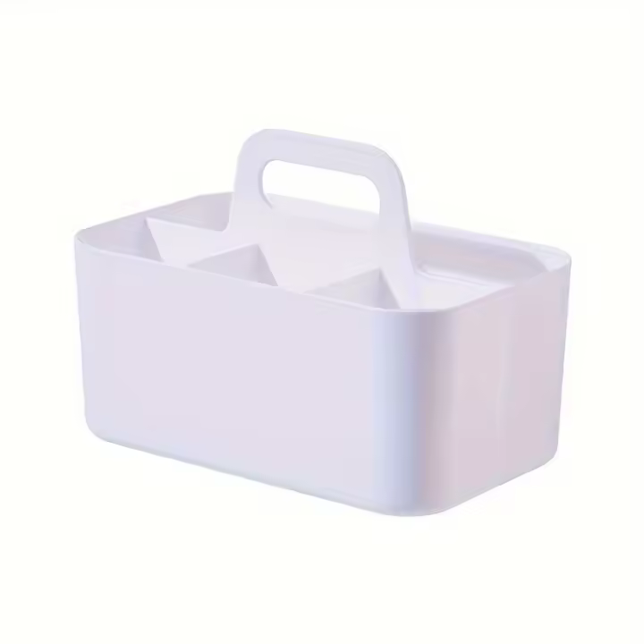 Cesta de almacenamiento de plástico de 5 compartimentos con asa, organizador de escritorio de oficina portátil para bolígrafos, lápices, papelería, colores mezclados - 1