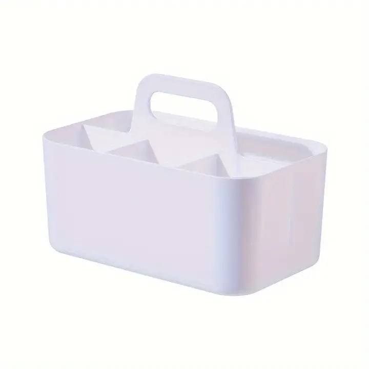 Cesta de almacenamiento de plástico de 5 compartimentos con asa, organizador de escritorio de oficina portátil para bolígrafos, lápices, papelería, colores mezclados - 1
