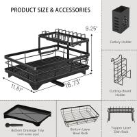 Organizador de Cocina de Carbono Negro Colador de Platos con Soporte de Utensilios y PortaCopas para Cortar - details 2