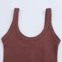 Vestido de una pieza casual ajustado de color sólido con cuello halter para mujer, verano 2025 - details 10
