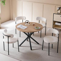 Un juego de 4 sillas de comedor de estilo nórdico, sillas de comedor modernas de terciopelo Teddy, patas de metal para cocina/sala de estar - details 1