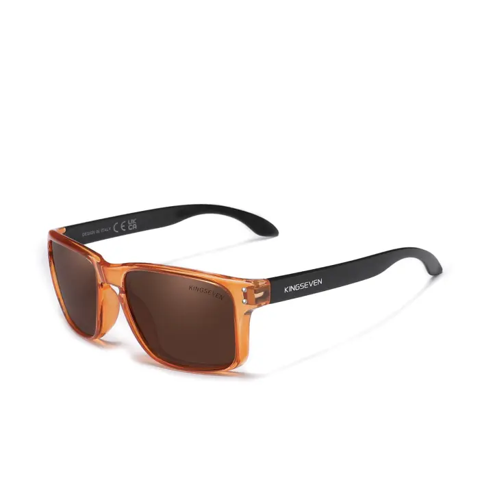 KINGSEVEN-gafas de sol polarizadas para hombre y mujer, lentes cuadradas Retro TR90 con diseño de patrón de fibra de carbono, para deportes al aire libre - 1