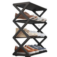 Zapatero independiente de 4 niveles, resistente, ahorro de espacio, estante de zapatos de acero plástico para armario de entrada y dormitorio - details 0