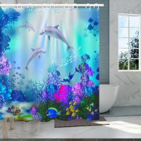Cortina De Ducha De Mariposa Azul Vida Marina Marine Life Poliéster Tela Tema Oceánico Para Niños Con 12 Ganchos Decoración De Baño - details 1