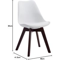 Butaca De Salón Borneo V2 En Simil Cuero & Base De Madera I Silla De Comedor En Estilo Nórdico, Color:Gris, Color del Marco:Blanco - details 3