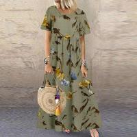 Dre plisado para mujer, Dre largo estampado, túnica de manga 3/4, otoño y verano, - details 23