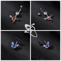 ZS-Piercing de acero inoxidable con forma de corazón para el ombligo, anillo de 14G con cristal de circonia cúbica rosa, Piercing corporal, joyería de 10MM, 1 pieza - details 8