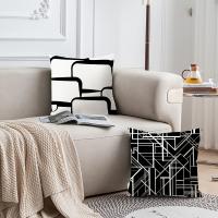 Funda de almohada cuadrada de arte geométrico abstracto blanco y negro para sofá de casa, 4 Uds. - details 4