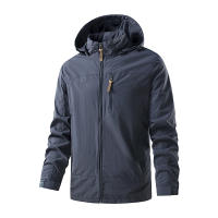 Chaqueta con Capucha Sólida Resistente al Viento Moda Casual para Hombres - details 2