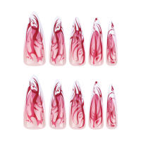 Uñas postizas con estampado de Blaze rojo, uñas postizas ultraflexibles de larga duración para compras, citas de viaje - details 0