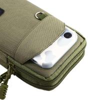 Bolsa de nailon para teléfono para hombre, bolsa de nailon para acampar, color caqui, de una/doble capa, para teléfono móvil, EDC Molle, cinturón, riñonera - details 14