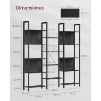 Estantería de Almacenamiento, con 14 Estantes, Marco de Metal, para Sala de Estar, Estudio, Oficina, Estilo Industrial, 24 x 158 x 166 cm, Marrón Rústico y Negro - details 10