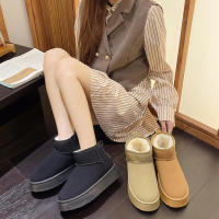 Zapatos informales cálidos de nieve de felpa corta para mujer, botas de gamuza con parte inferior plana, invierno, 2023 - details 1