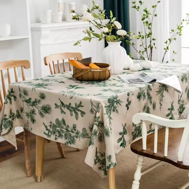 Mantel americano para algodón de pino y estampado, tela navideña, tela para comedor, cubierta de mesa Rectangular - 1