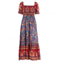 Vestido bohemio de vacaciones de playa con hombros descubiertos de manga larga estilo europeo y americano - details 1