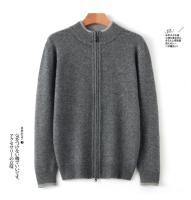 Otoño e Invierno suéter de cachemira pura para hombre cuello medio alto tejido con cremallera forro polar abierto Top de Color sólido - details 14