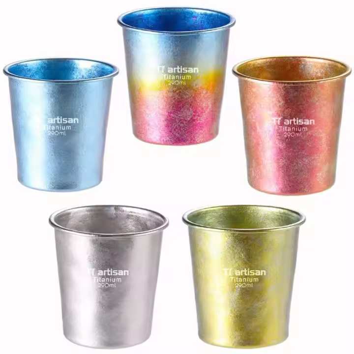 Tiartisan - Taza de agua de pared simple para cerveza de titanio para acampar, Villa Vies al aire libre, senderismo, mochilero, 290 ml - 1