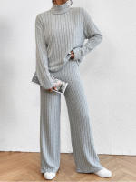 Traje de punto de manga larga con cuello alto para mujer, suéter informal, pantalones sueltos, traje de dos piezas, Otoño e Invierno - details 20