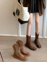 Botas de Vaquero Occidentales Retro Británicas Nuevas Botas Cortas para Mujeres Otoño 2025 - details 10