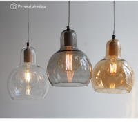 Luces colgantes modernas, pantalla de cristal ámbar transparente, lámparas colgantes para Loft, E27, 220V, para comedor, decoración del hogar - details 3