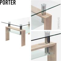 Mesa Moderna de Centro con Tapa de Cristal Transparente y Base de Metal Negro (100x60 cm) - details 30