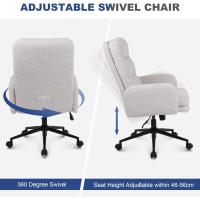 Silla Oficina de Respaldo Alto, Cómoda Silla Tocador con Altura Ajustable, Sillas Ordenador para Hogar y Dormitorio, Crema - details 5