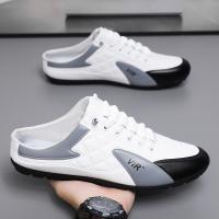 Zapatos Ligeros Para Hombre, zapatillas Sin Cordones De Media Copa De Cuero, Suelas Suaves, Zapatos Casuales Versátiles, Pa - details 1