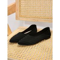 Nuevos Zapatos planos con punta puntiaguda para oficina, barco, Color sólido, tejidos, sin cordones, zapatillas De Ballet informales, mocasines para Mujer, Zapatos De Mujer - details 11