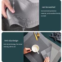 Juego de 10 manteles individuales de PVC antideslizantes y lavables para mesa de comedor y cocina, 45x30 cm (gris plateado) - details 2
