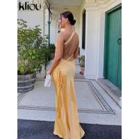 Vestido Largo de Seda para Mujer Elegante, Sin Mangas, Espalda Descubierta, Hombros Descubiertos - details 18