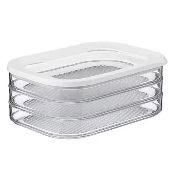 Caja de almacenamiento de piezas de carne de 3, Tapa Hermética, Apto para lavavajillas, 3 Capas, 1,6 L - 1