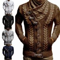 Cardigan de Cuello Alto para Hombres Manga Larga Ajuste Suelto Moda Casual Punto de Lana - details 5