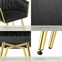 Acolchada con Reposabrazos, Diseño Anudado, Estructura de Acero, Cocina, Sillas Comedor Nordica - 2 Sillas - details 4