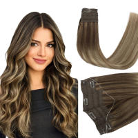 Extensión de cabello Halo, línea de pescado ombré, extensión de cabello humano, línea elástica de cristal resaltada con Clip en peluca, cabello 100% Remy - details 3