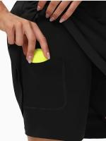 Faldita de cintura alta para mujer de rodilla con 5 bolsillos - Poliéster elástico, dobladillo dividido, color sólido para tenis y golf, negro, falda de golf |   Diseño de falda elegante |   Tejido de estiramiento medio - details 5